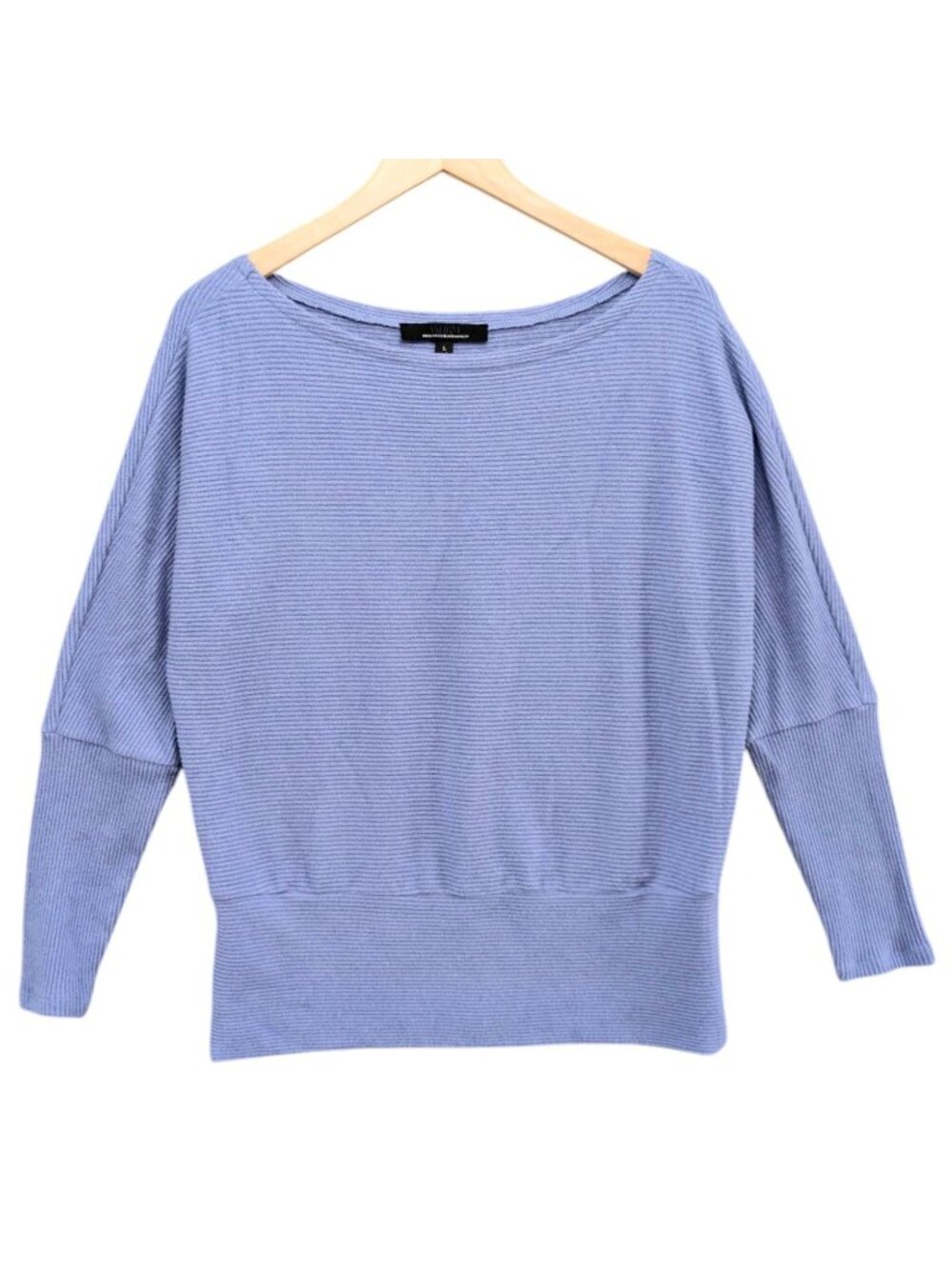 WHBM Ribbed Knit Sweater Womens Lavender Boat Neck Long Sleeve Pullover Size L